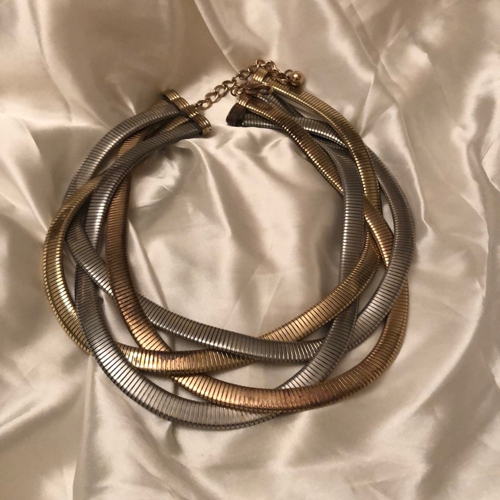 Tri color braided fashion necklace